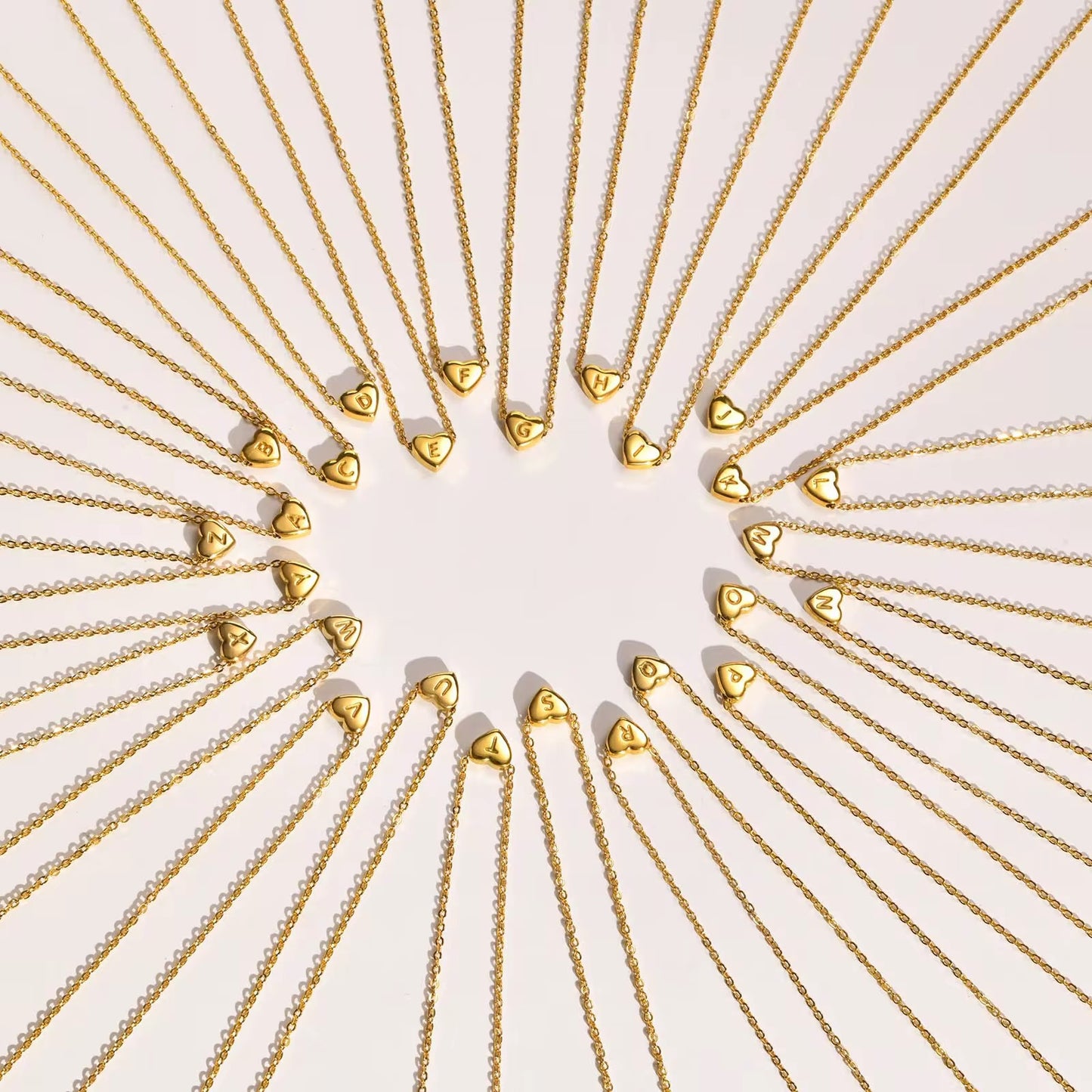 Gold Personalised Love Heart Initial Letter Jewellery Necklace