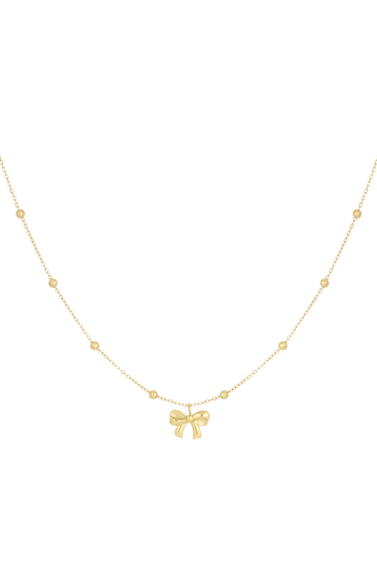 Gold Pretty Bow Necklace