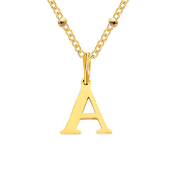 Gold Beaded Personalised Initial Letter Jewellery Necklace