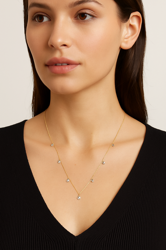 925 Sterling Silver Fine Four-leaf Flower Choker Womens Necklace