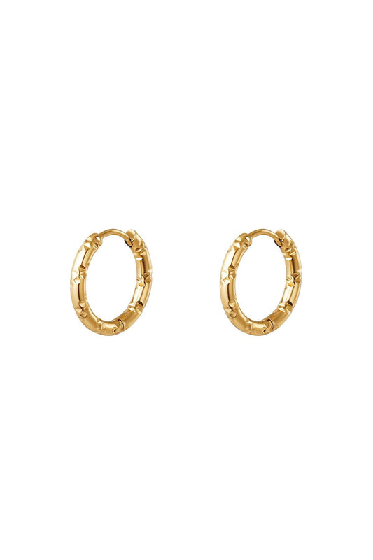 Gold Patterned Hoop Earrings