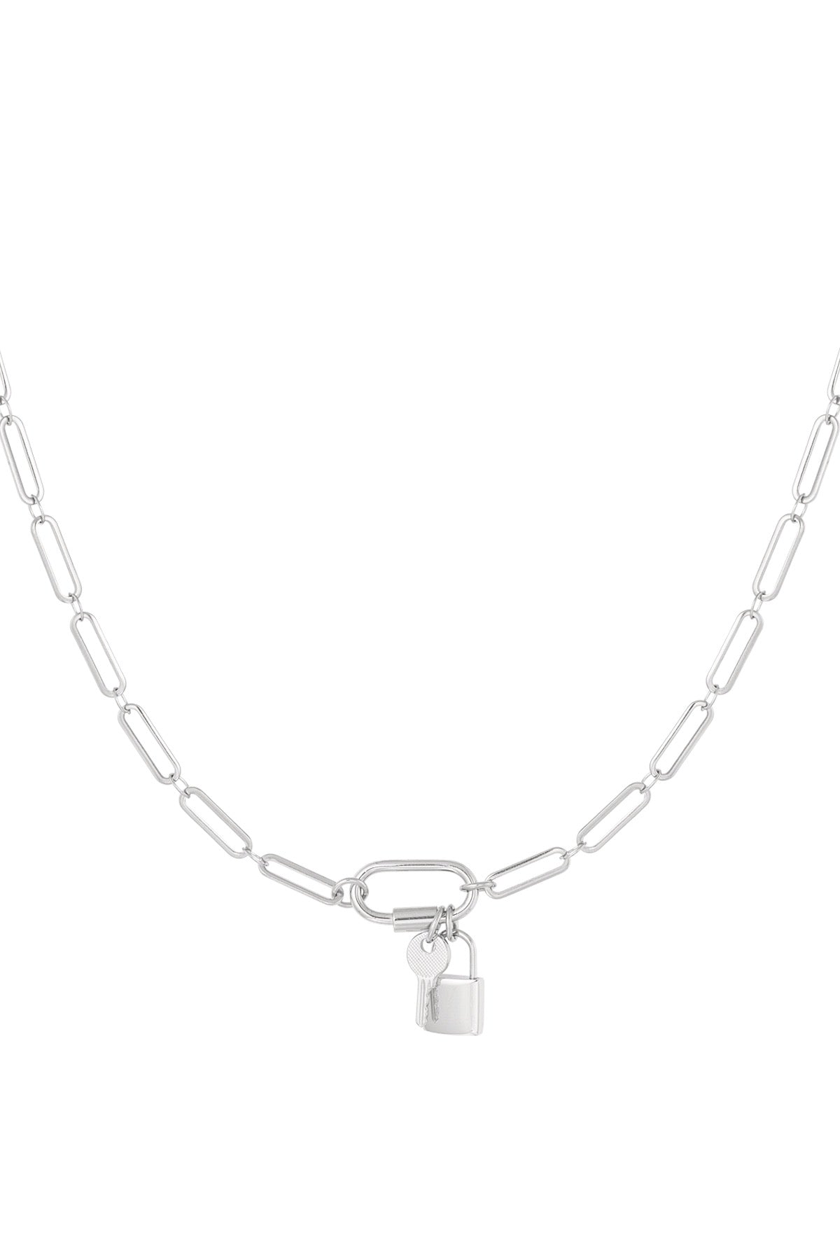 Lock and Key Chain Link Necklace
