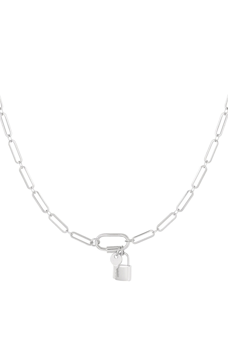 Lock and Key Chain Link Necklace