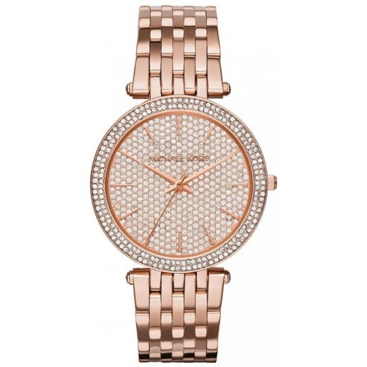 Michael Kors Ladies Darci Pave Rose Gold Watch MK3439