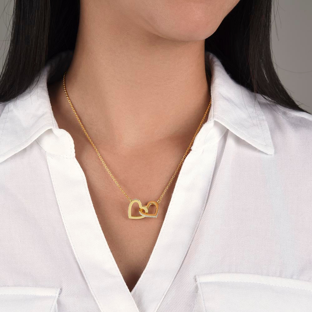 Interlocking Hearts Women's Crystal Chain Necklace Necklace