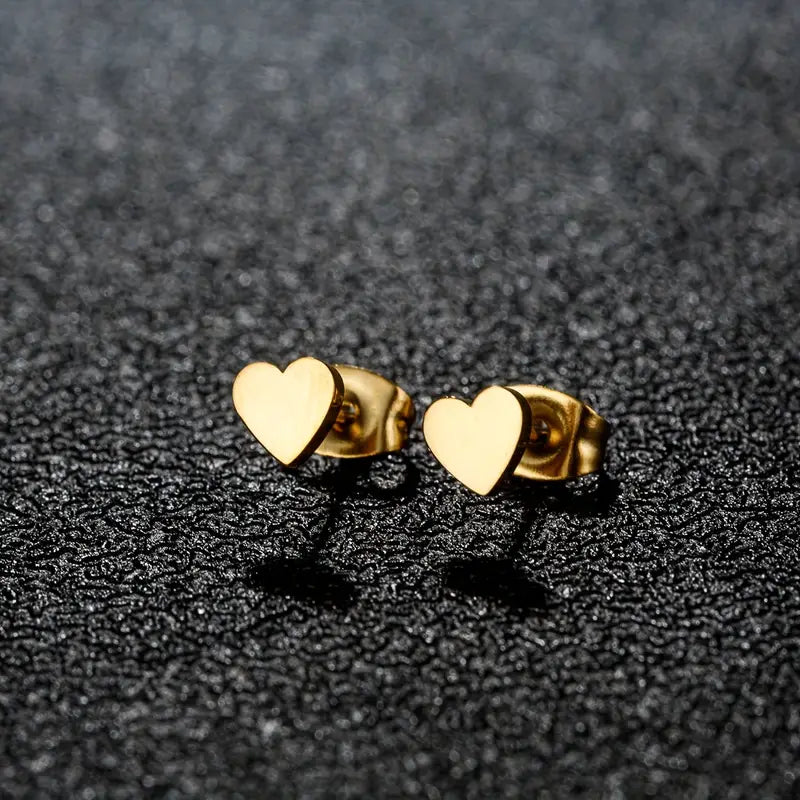 Love Heart Stud Stainless Steel Earrings