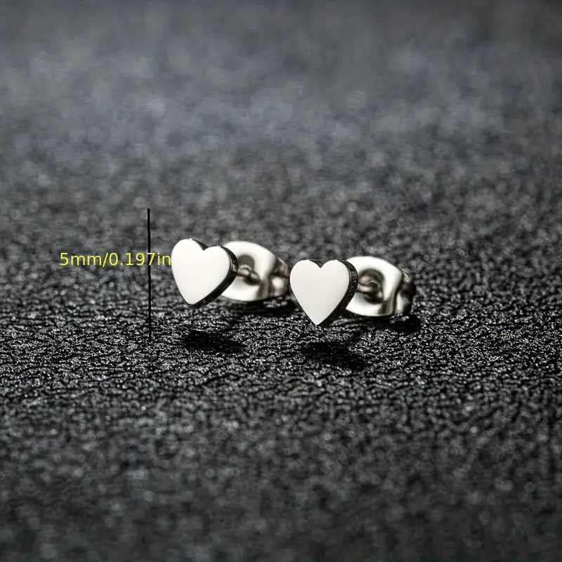 Love Heart Stud Stainless Steel Earrings
