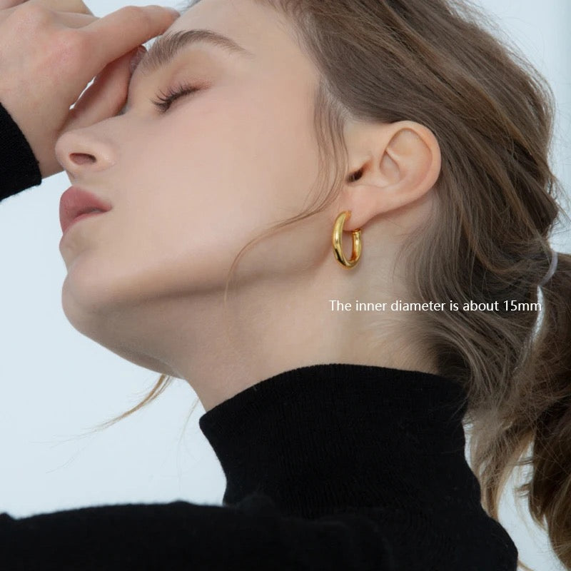925 Gold Smooth Hoop Earrings