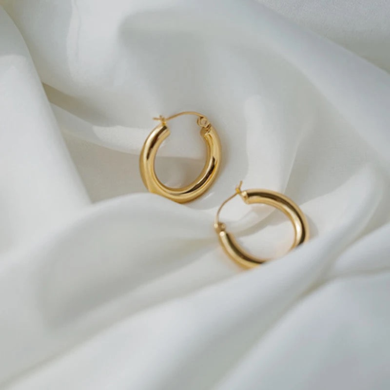 925 Gold Smooth Hoop Earrings