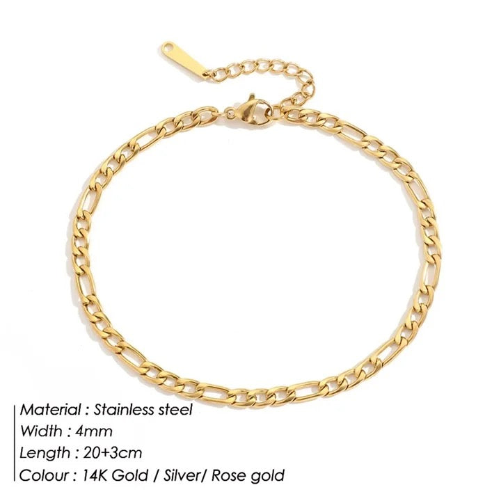 Silver Cuban Franco Chain Link Anklet Bracelet