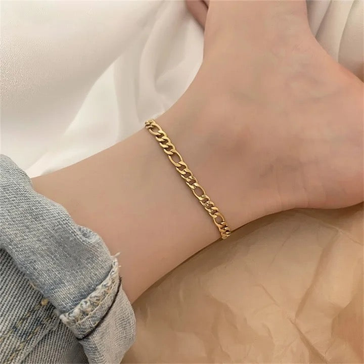 Silver Cuban Franco Chain Link Anklet Bracelet