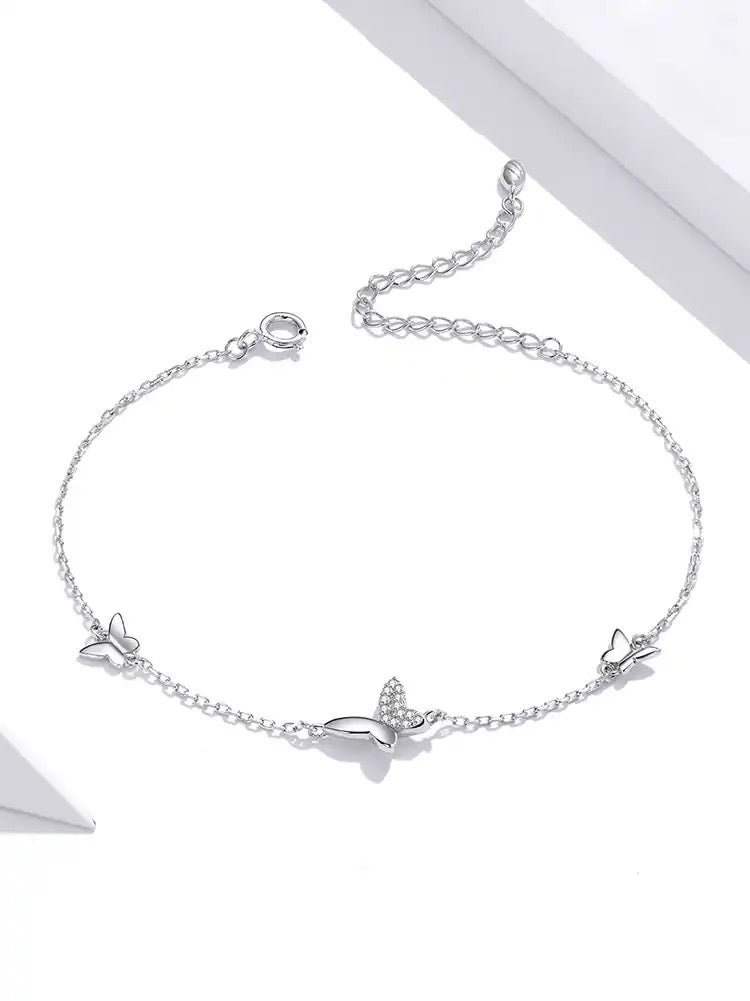 925 Sterling Silver Flying Butterfly Bracelet