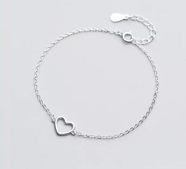 Sweet Sixteen (16th) Happy Birthday Sterling Silver Dainty Heart Gift Bracelet