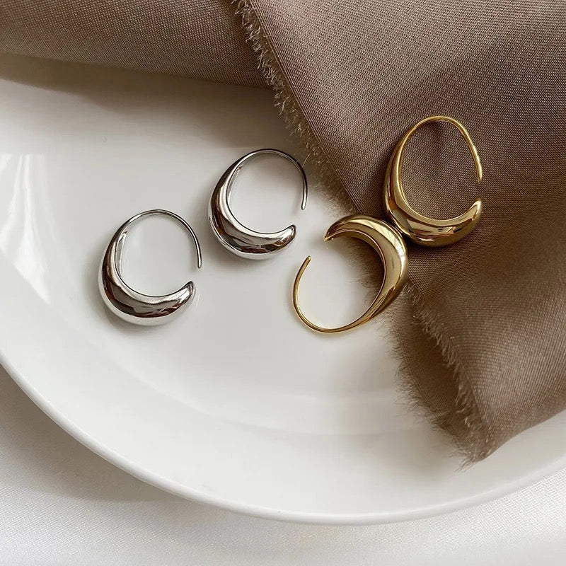Silver 925 Geometric C-shaped Earrings