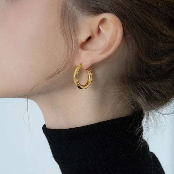 925 Gold Smooth Hoop Earrings
