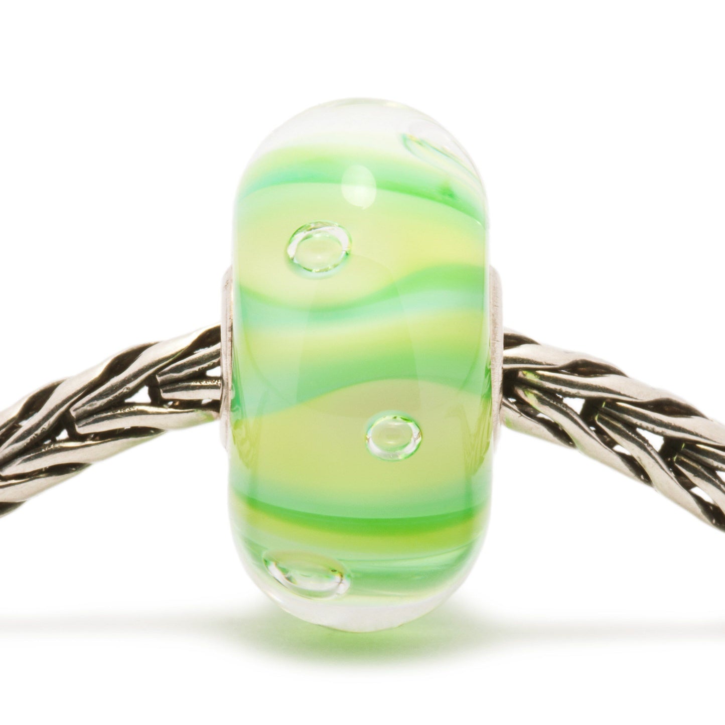 Trollbeads Green Stripe Bubbles Glass Bead TGLBE-10129