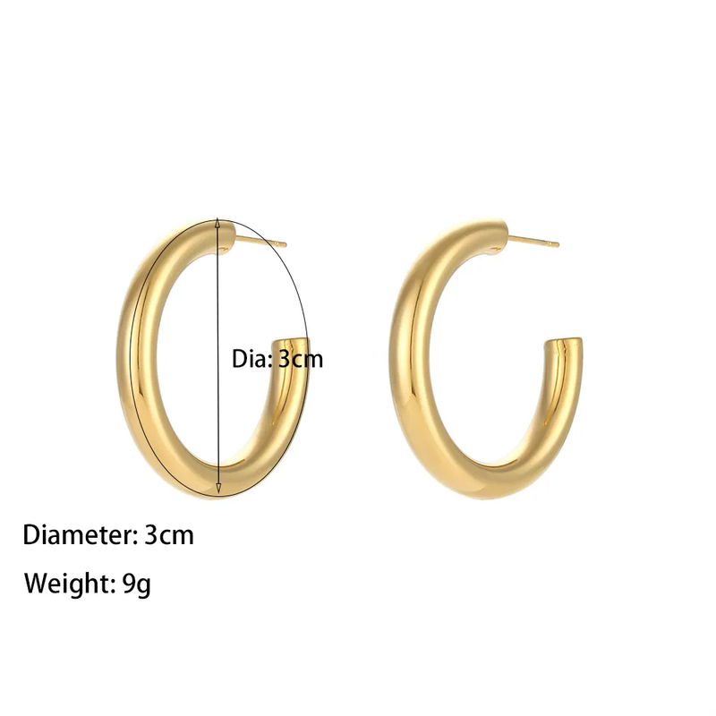 Minimalist 18K Gold Hoop Earring Statement Earrings Set