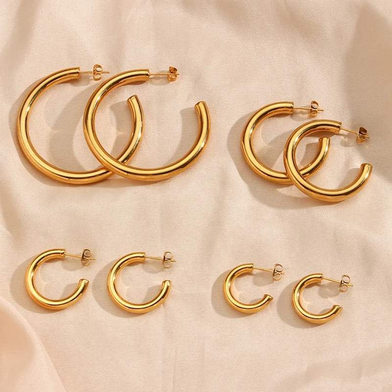 Minimalist 18K Gold Hoop Earring Statement Earrings Set