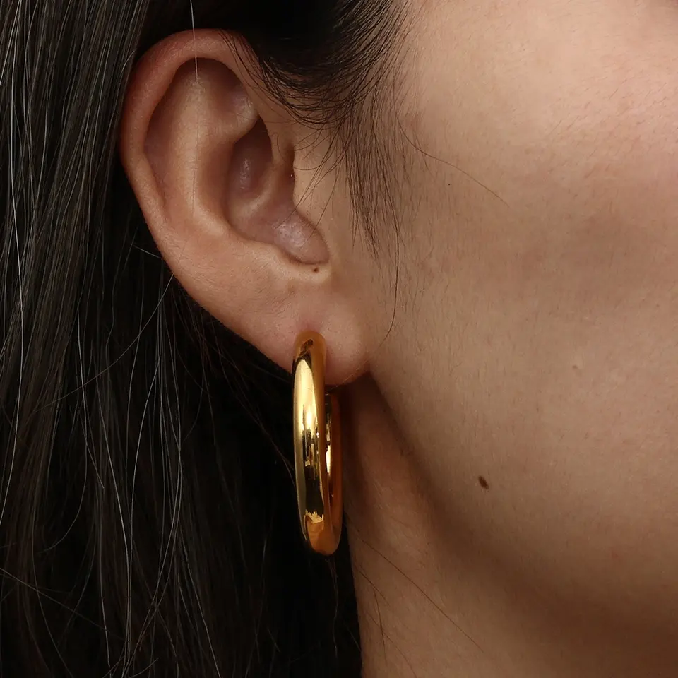 Minimalist 18K Gold Hoop Earring Statement Earrings Set