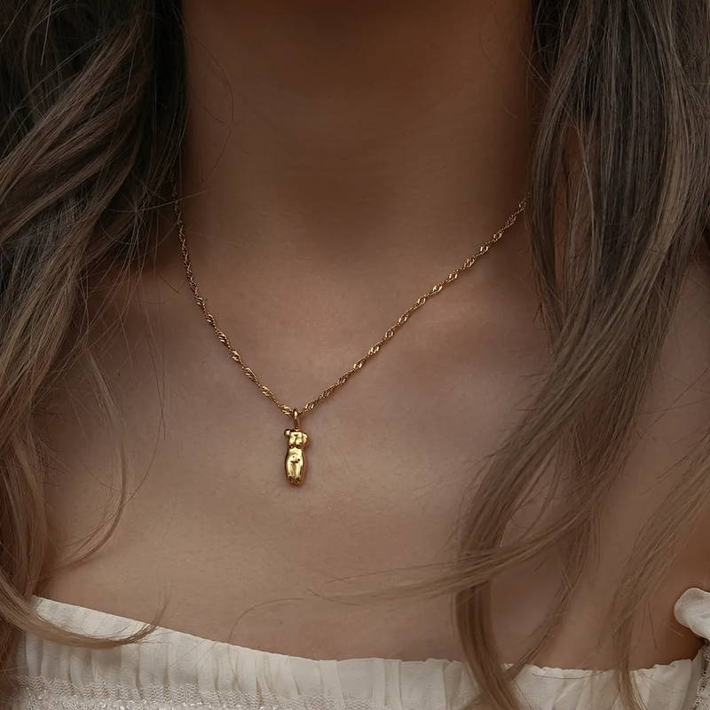 Body necklace gold on sale