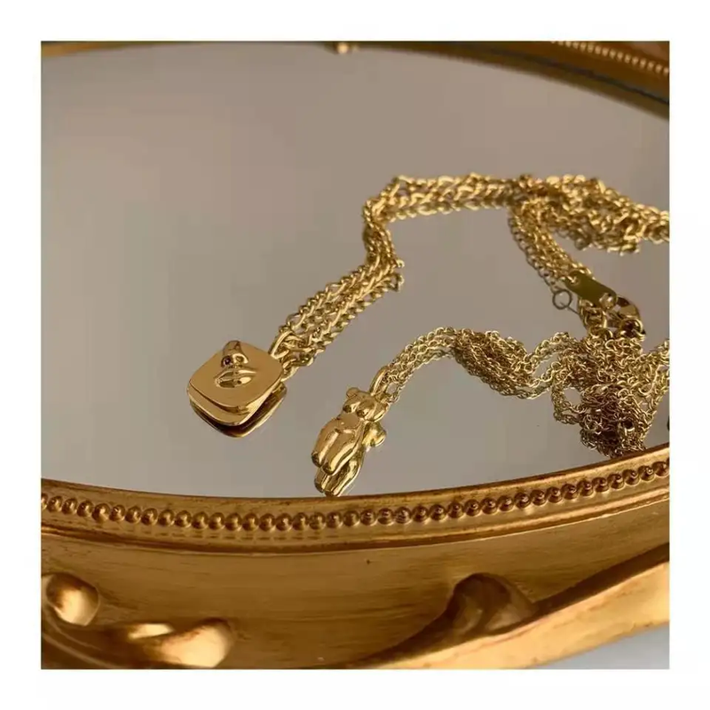 Gold Abstract Body Pendant 18k Gold Plated Chain Necklace