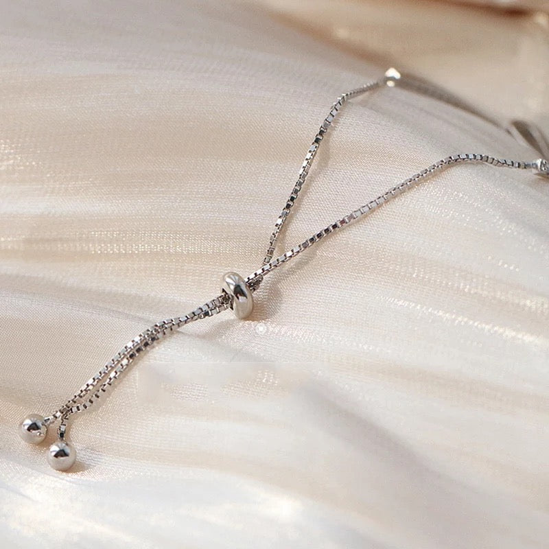 925 Sterling Silver Bowknot Cubic Zircon Adjustable Tennis Bracelet