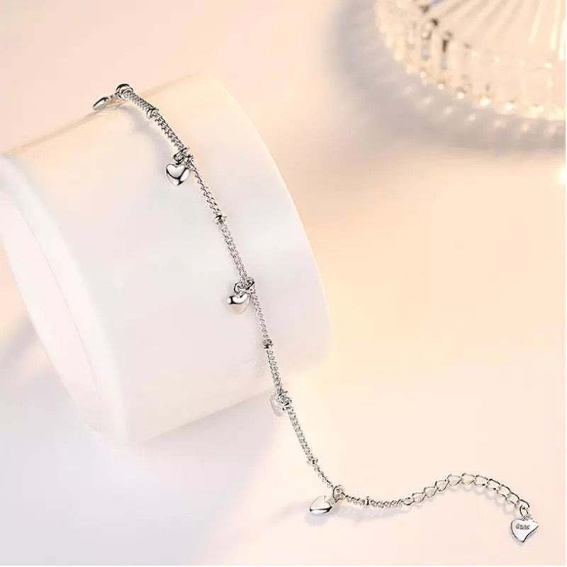 925 Sterling Silver Love Heart Adjustable Bracelet