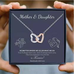 Mother and Daughter Double Heart Women’s Crystal Chain Necklace Linked Necklaces Mother’s Day Gift Mother and Daughter Jewellery