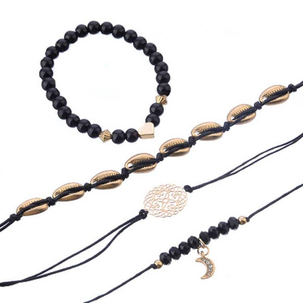 Boho Stacking Black Bracelet Set