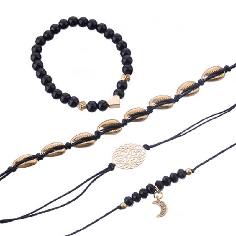 Boho Stacking Black Bracelet Set