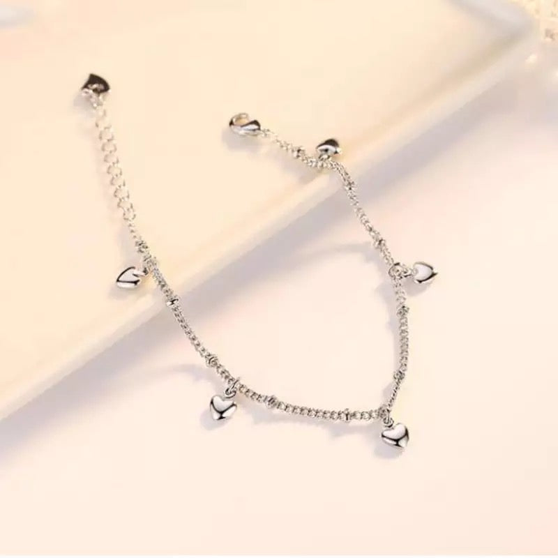 925 Sterling Silver Love Heart Adjustable Bracelet