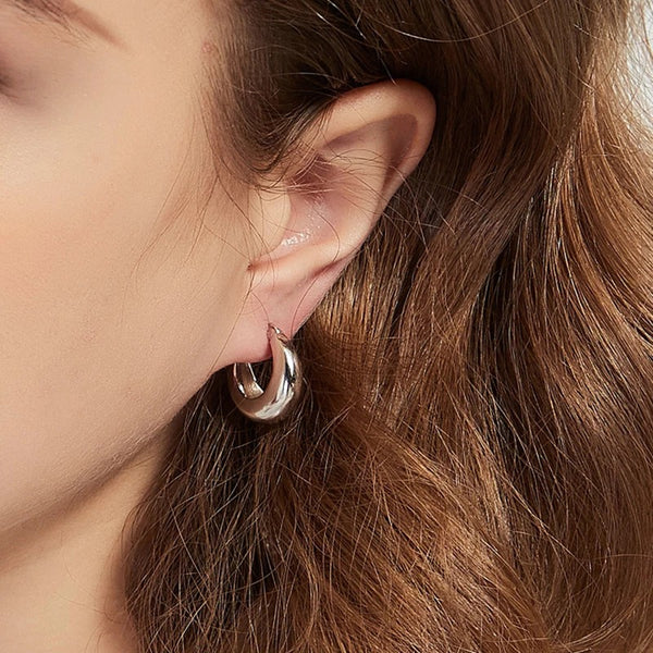 925 Sterling Silver Chunky Huggie Hoop Earrings