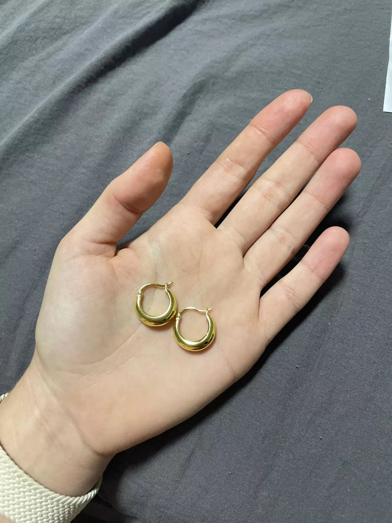 925 Sterling Silver Chunky Huggie Hoop Earrings