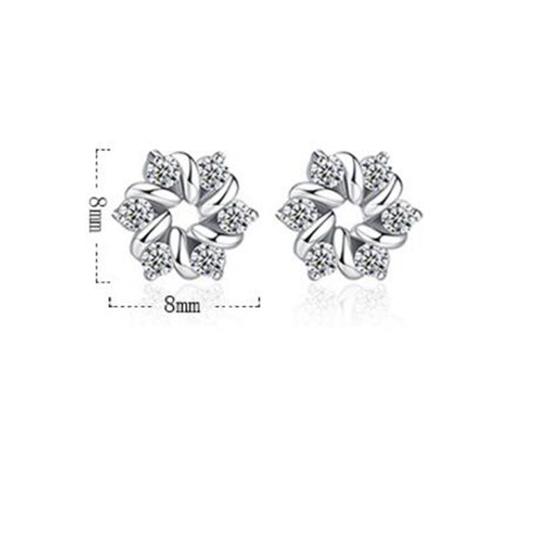 925 Sterling Silver Zircon Flower Earrings