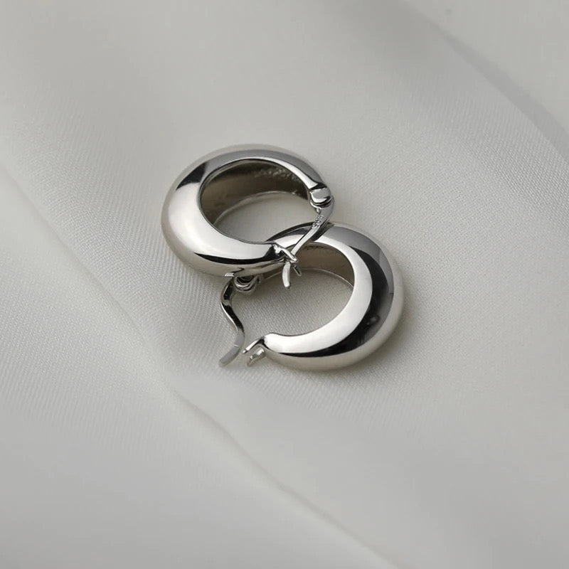 925 Sterling Silver Chunky Huggie Hoop Earrings