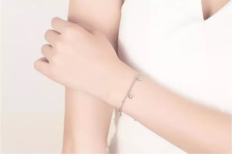 925 Sterling Silver Love Heart Adjustable Bracelet