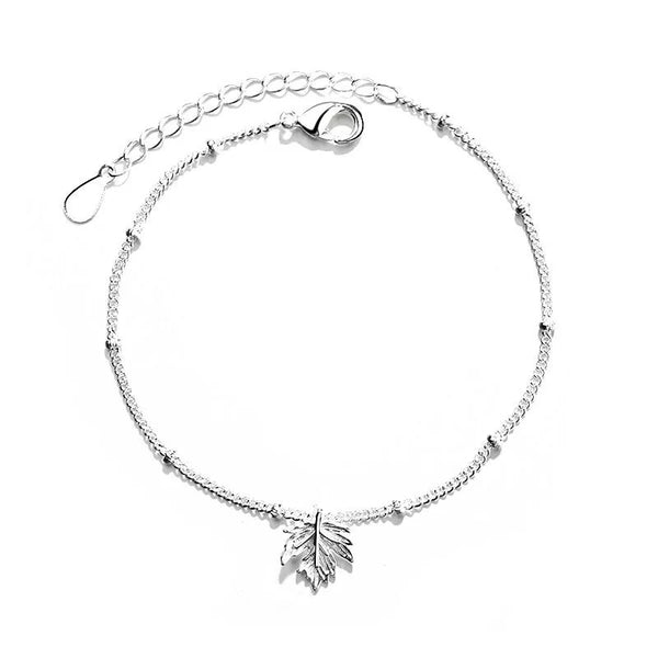 925 Sterling Silver Delicate Maple Leaf Bracelet