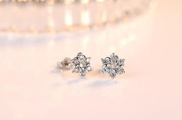 925 Sterling Silver Zircon Flower Earrings